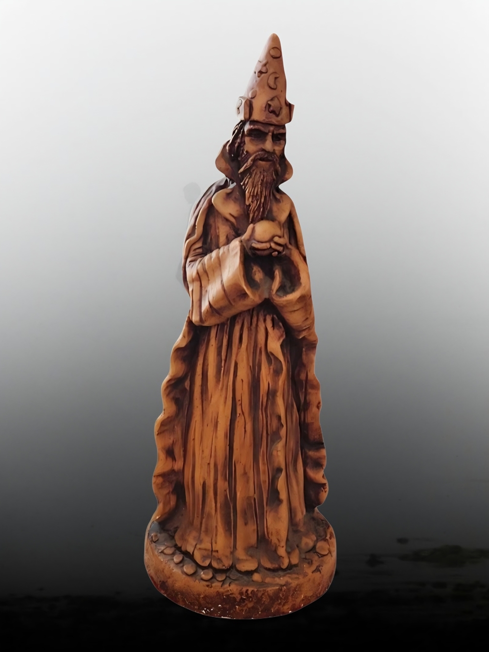 Vintage Wizard Statue Artist Stephen Baldauf 1981 17-1/4" Tall Fantasy Sculpture